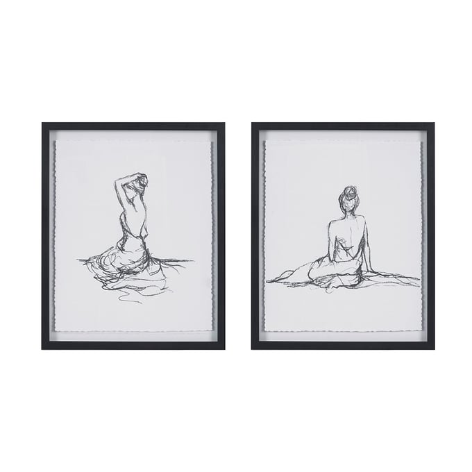 Olliix Madison Park Feminine Figures Black White Sketch 2pc Wall Art Set OLIX-MP95G-0253