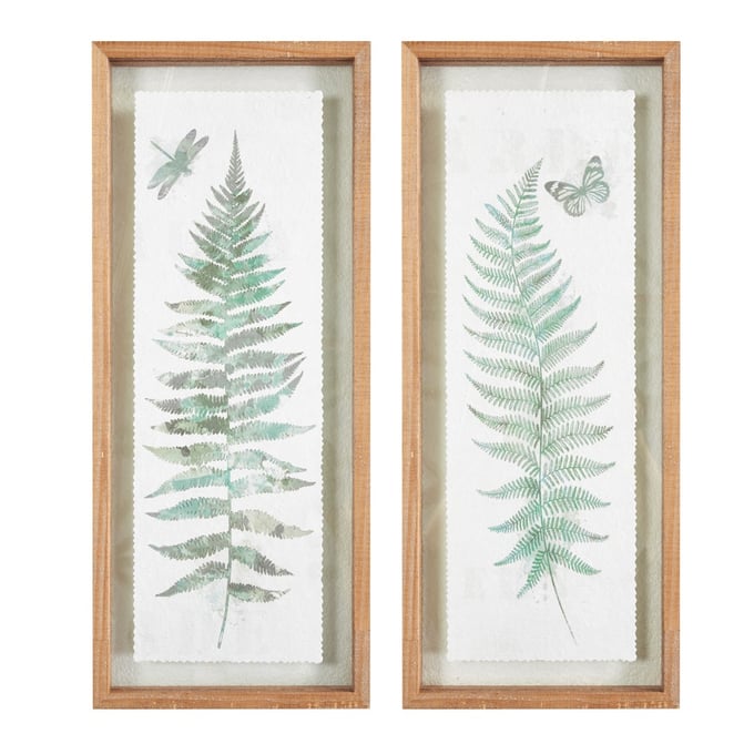 Olliix Madison Park Linden Natural Fern 2pc Framed Glass Wall Art Set OLIX-MP95G-0256