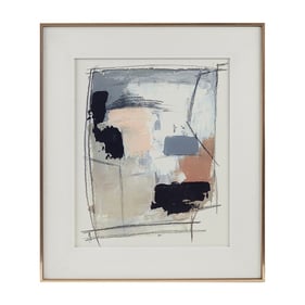 Olliix Madison Park Abstract Reveal Neutral Framed Glass Gallery Matted Wal...