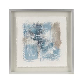 Olliix Madison Park Ashlar Blue Hand Painted Abstract Framed Glass Matted W...