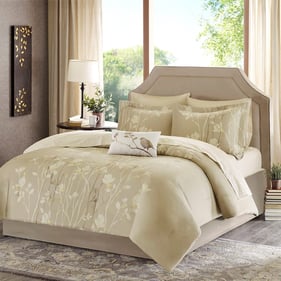 Olliix Madison Park Essentials Vaughn Taupe Queen 9pc Comforter Set