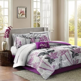 Olliix Madison Park Essentials Claremont Purple Queen 9pc Comforter Set