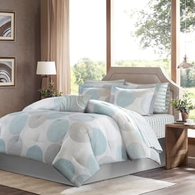 Olliix Madison Park Essentials Knowles Aqua Full 9pc Comforter Set