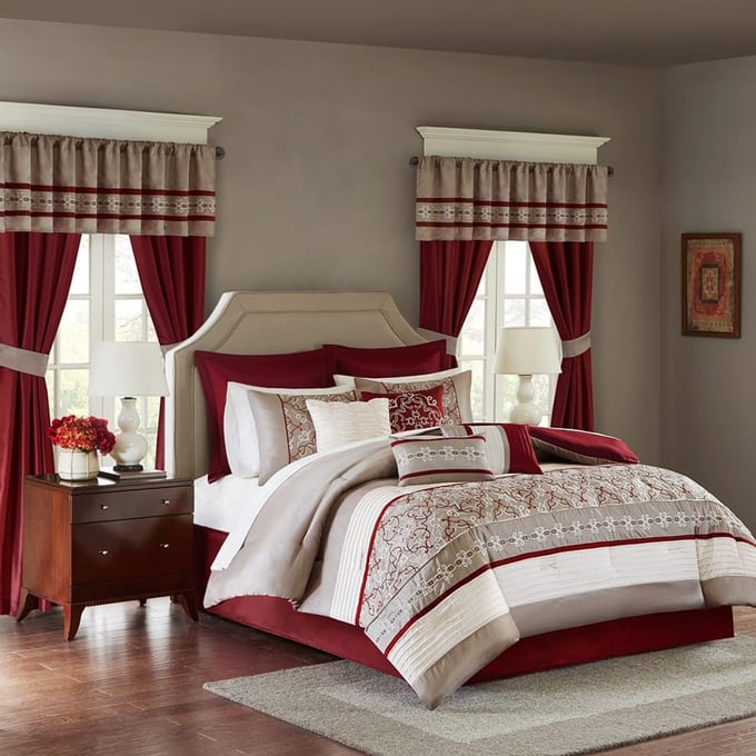 Olliix Madison Park Essentials Jelena Red Queen 24pc Comforter Set OLIX-MPE10-232