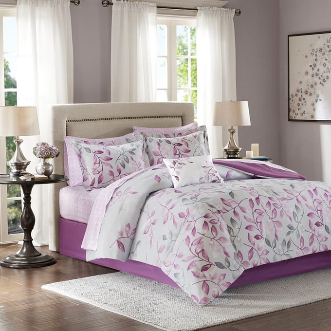 Olliix Madison Park Essentials Lafael Purple Twin 7pc Comforter Set OLIX-MPE10-376