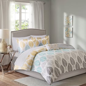 Olliix Madison Park Essentials Central Park Yellow Aqua Queen 9pc Comforter...