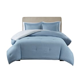 Olliix Madison Park Essentials Hayden Blue King Cal King Reversible Alterna...