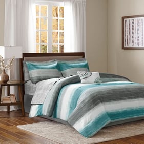 Olliix Madison Park Essentials Saben Aqua Twin 7pc Comforter Set