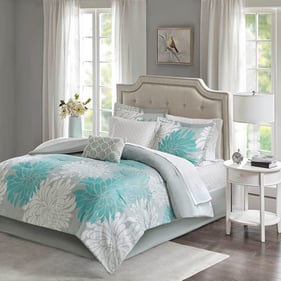 Olliix Madison Park Essentials Maible Aqua Queen 9pc Comforter Set