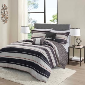 Olliix Madison Park Essentials Dalton Gray Charcoal Queen Comforter Set