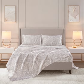 Olliix Madison Park Essentials Printed Satin Taupe King Sheet Set