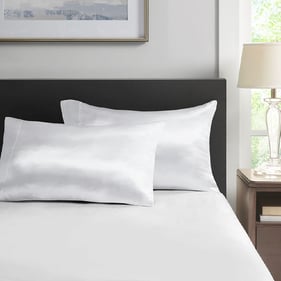 2 Olliix Madison Park Essentials Satin White Standard Pillowcases