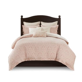 Olliix Madison Park Signature Haven Blush King 9pc Chenille Jacquard Comfor...