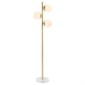 Olliix INK IVY Holloway White Gold 3 Globe Light Floor Lamp with Marble Bas...