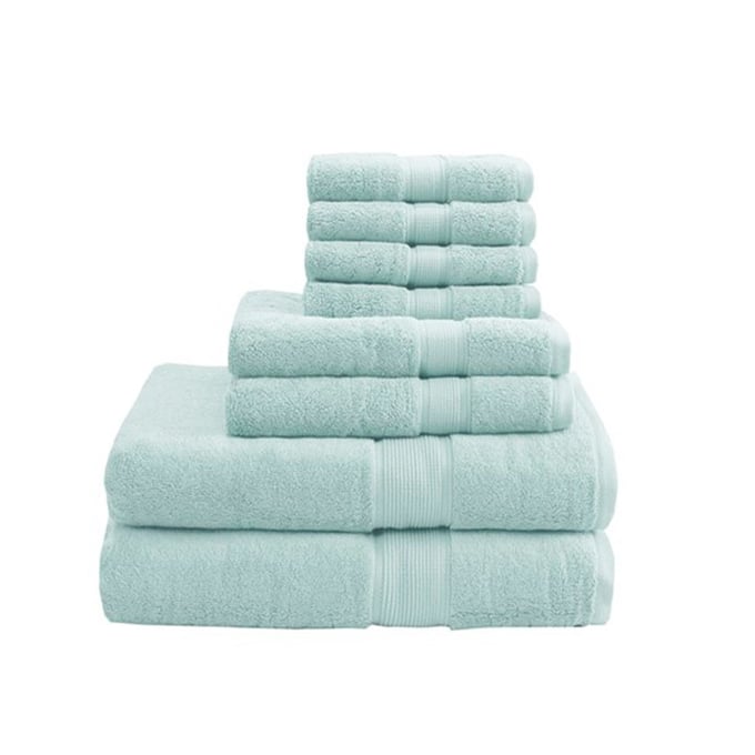 Olliix Madison Park Signature 800GSM Seafoam 8pc Antimicrobial Towel Set OLIX-MPS73-192