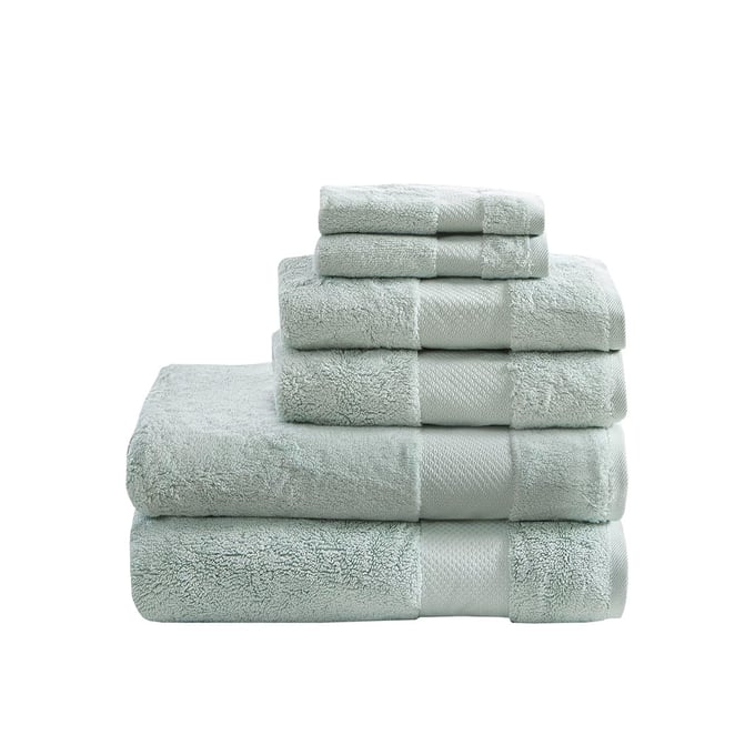 Madison Park Signature Turkish 6 Piece Bath Towel Set in Seafoam - Olliix  MPS73-319