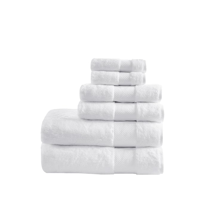 Madison Park Signature Turkish 6 Piece Bath Towel Set in White - Olliix  MPS73-349