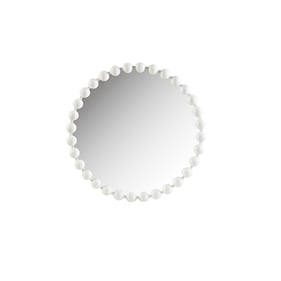 Olliix Madison Park Signature Marlowe White Beaded Round 27 Inch Wall Mirro...