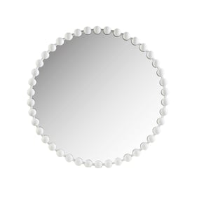 Olliix Madison Park Signature Marlowe White Beaded Round 36 Inch Wall Mirro...