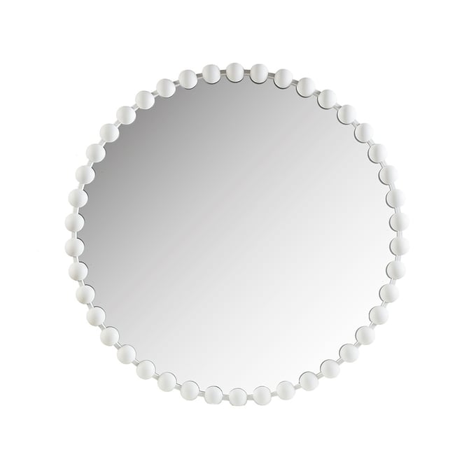 Olliix Madison Park Signature Marlowe White Beaded Round 36 Inch Wall Mirror OLIX-MPS95F-0043