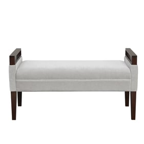 Olliix Martha Stewart Sloane Light Grey Upholstered Accent Bench