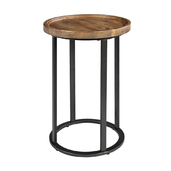 Olliix Martha Stewart Irisa Reclaimed Oak Iron Round Accent Table OLIX-MT120-0026