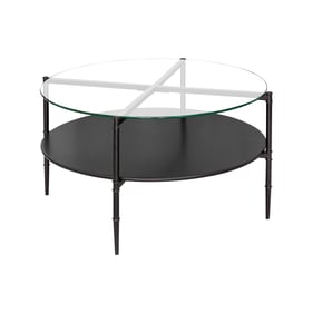 Olliix Martha Stewart Caroline Black Round Coffee Table with Interchangeabl...