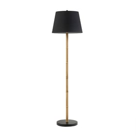 Olliix Martha Stewart Nassau Black Natural Metal Bamboo Floor Lamp