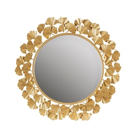 Olliix Martha Stewart Eden Gold Gingko Leaf Round 30.5 Inch Wall Mirror