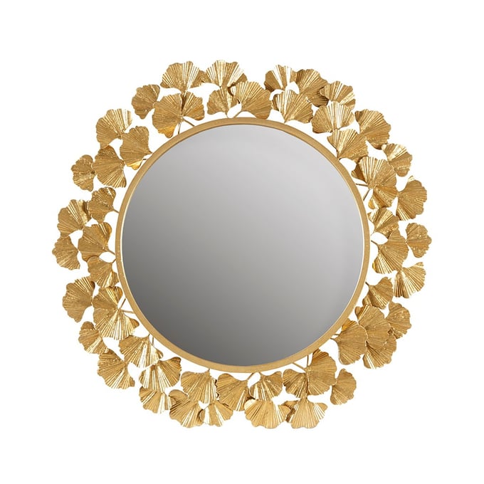 Olliix Martha Stewart Eden Gold Gingko Leaf Round 30.5 Inch Wall Mirror OLIX-MT160-0021