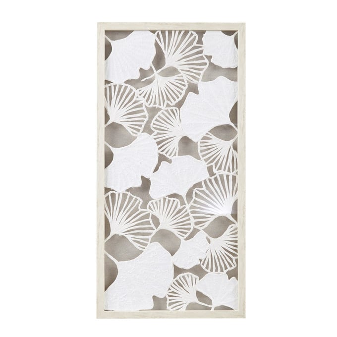 Olliix Martha Stewart Lillian Off White Framed Rice Paper Shadow Box Gingko Leaf Wall Decor Art OLIX-MT95B-0079