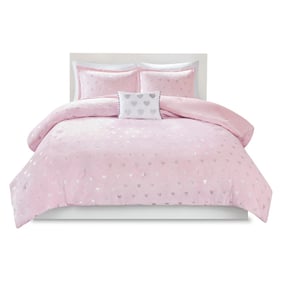 Olliix Mi Zone Rosalie Pink Silver Full Queen Plush Comforter Set