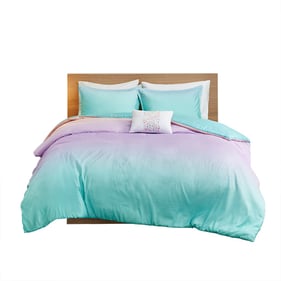 Olliix Mi Zone Glimmer Aqua Twin Twin XL Reversible Duvet Cover Set