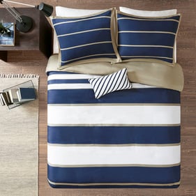 Olliix Mi Zone Ashton Khaki Navy Full Queen Duvet Cover Set