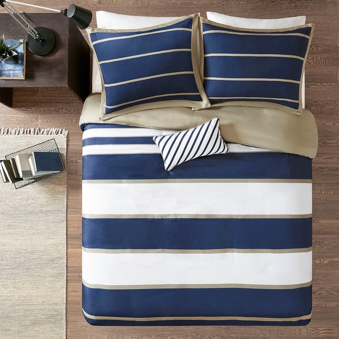 Olliix Mi Zone Ashton Khaki Navy Full Queen Duvet Cover Set OLIX-MZ12-269