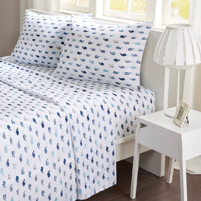 Olliix Mi Zone Printed Blue Microfiber Twin 3pc Sheet Set OLIX-MZ20-0539