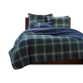 Olliix Mi Zone Brody Blue Reversible Twin Twin XL Quilt Set with Throw Pill...