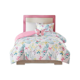 Olliix Mi Zone Kids Cynthia Pink Twin Printed Butterfly Comforter Set