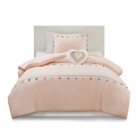 Olliix Mi Zone Kids Tessa Blush Twin Comforter Set With Heart Shaped Throw ...