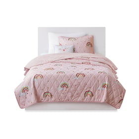 Olliix Mi Zone Kids Alicia Pink Full Queen Reversible Quilt Set with Throw ...