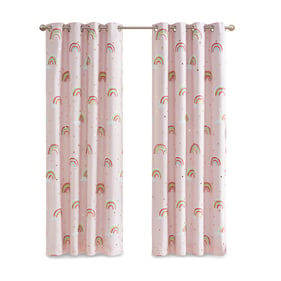 Olliix Mi Zone Kids Alicia Pink Rainbow Metallic Blackout Curtain Panel - 5...