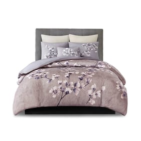 Olliix N Natori Sakura Blossom Lilac King 3pc Comforter Set