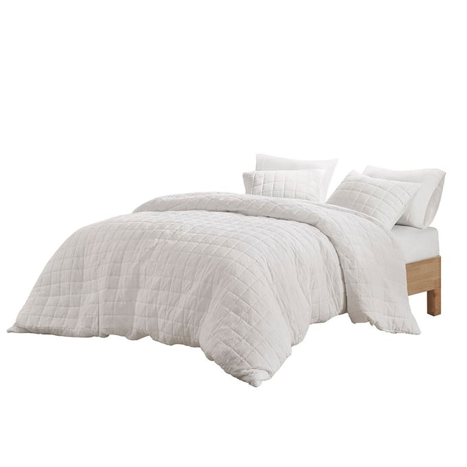 Olliix N Natori Cocoon White Full Queen 3pc Quilt Top Comforter Mini Set OLIX-NS10-3653