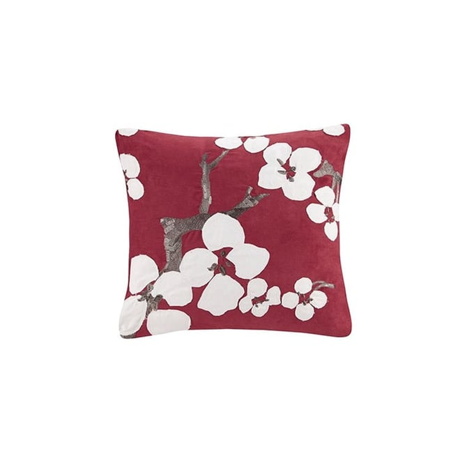 Olliix N Natori Cherry Blossom Red Square Pillow OLIX-NS30-1826A