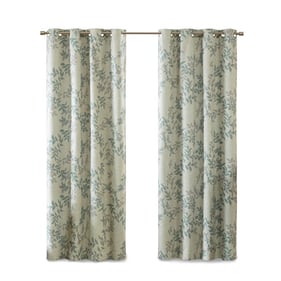 Olliix SunSmart Julie Aqua Printed Botanical Blackout Curtain Panel - 84 x ...