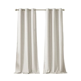 Olliix Sunsmart Como Ivory Tonal Faux Silk Curtain Panel Pair - 42 x 84