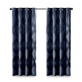 Olliix Sunsmart Bentley Navy Ogee Knitted Jacquard Curtain Panel - 50 x 95