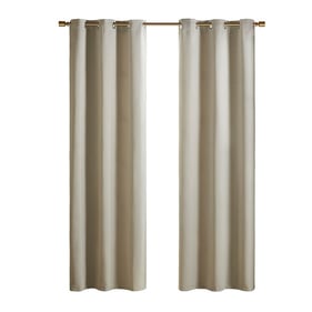 Olliix SunSmart Taren Beige Solid Blackout Triple Weave Grommet Top Curtain...