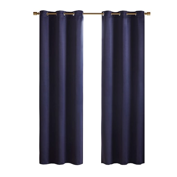 Olliix SunSmart Taren Navy Solid Blackout Triple Weave Grommet Top Curtain Panel Pair - 63 x 42 OLIX-SS40-0157