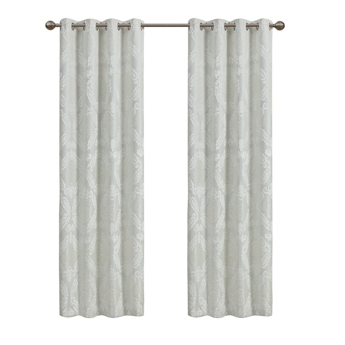 Olliix Sunsmart Amelia White Knitted Jacquard Paisley Curtain Panel - 50 x 108 OLIX-SS40-0202